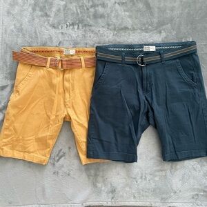 Refinery Republic Men's Belted Chino Shorts Set of 2 Yellow Navy Size 32
